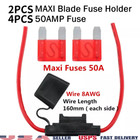 4pcs Red 50Amp Maxi Blade Fuses + 2PCS Gauge 8AWG Waterproof In-line Fuse Holder