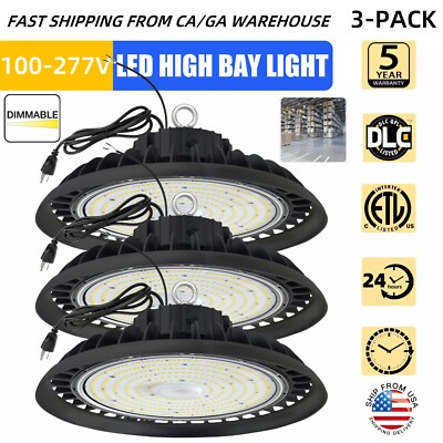 3Pack 150W UFO Led High Bay Light Industrial Commercial Factory Warehouse Light