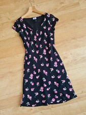 LADIES VINTAGE BAY BLACK FLORAL DRESS SIZE 12