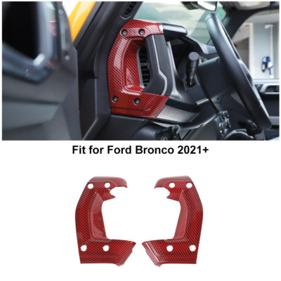Dashboard Side Grab Handle Panel Decor Cover Trim For Ford Bronco Red Carbon 21+
