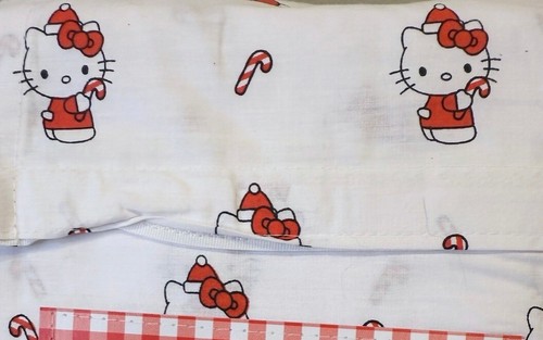 Juego de sábanas de algodón Hello Kitty Christmas Candy Cane tamaño Queen (100 % algodón) - Imagen 3 de 4