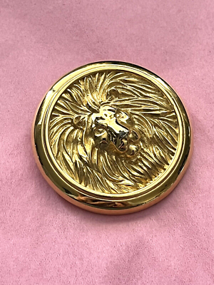 Vintage Retro ANNE KLEIN AK Lion Head Gold Tone Circle 4cm 1  display picture 2