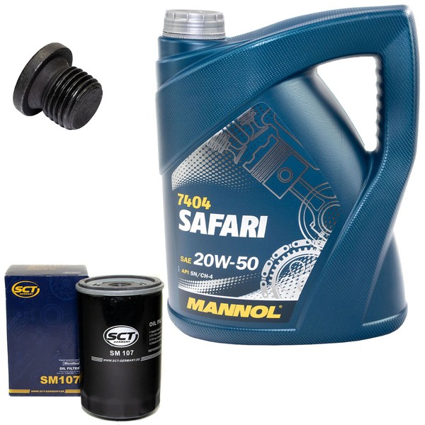 MotoröL Set 20W-50 5 Liter + ÖLfilter SM 107 + Schraube FüR VW Passat 1.8 90 PS-image