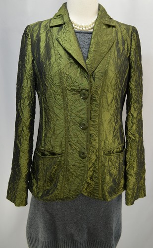 Chicos Ada Crinkled Blazer Verdant Green Jacket Blazer Chico Size 00 S Sold Out! - Picture 2 of 7