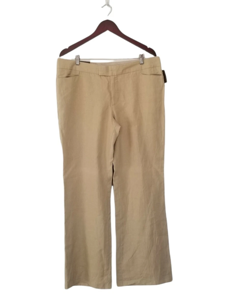 Merona NWT Womens 100% Linen Wide Leg Dress Work Pants Slacks Size 14 in  Twine.