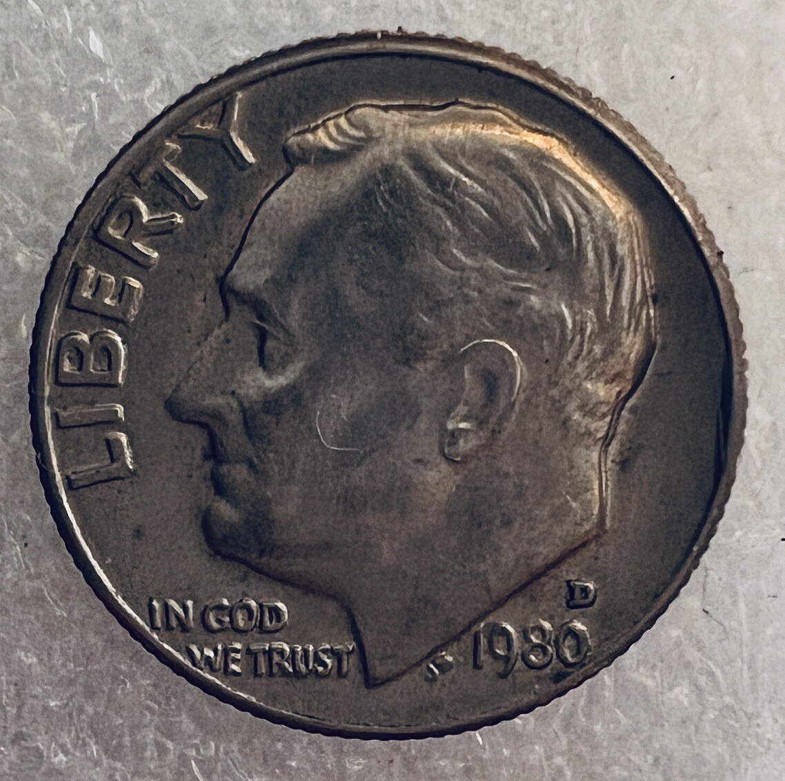 1980 D Roosevelt Dime *ERROR* Misaligned, DDO “Beautiful