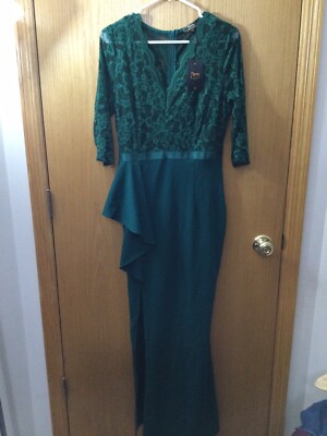 New Missmay Womens Lace Ruffle Half Sleeve Formal Long Dress, Dk Green,  Medium | eBay