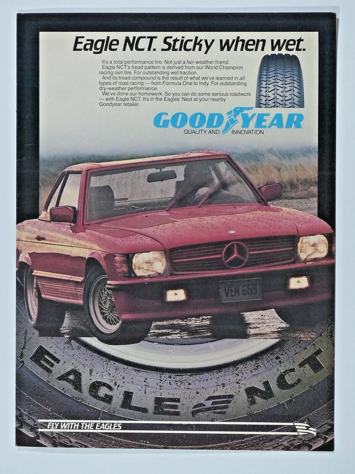 1983 Mercedes Benz Vintage Sticky When Wet Eagle Original Print Ad 8.5 x 11" - Image 4 of 4