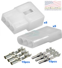 3 Pin Molex Connector Lot , 5 Matched Sets, w/18-22 AWG .093" Pins, FREE HANGING