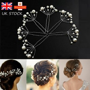Wedding Bridal Hair Pins Slide Comb Flower Clips Crystal Pearl