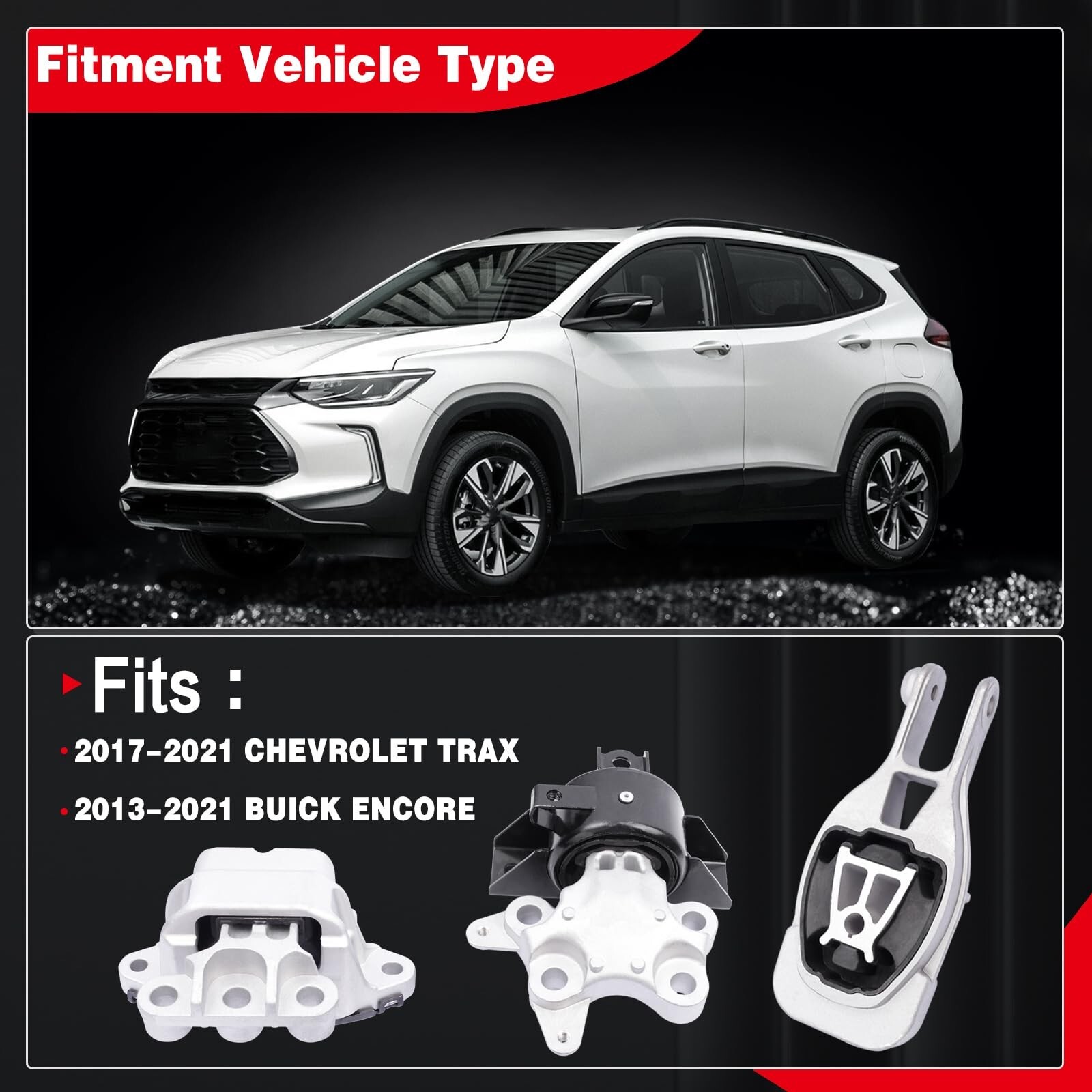 Engine Motor and Transmission Mount Kit Compatible with 2016-2021 Encore & 20...