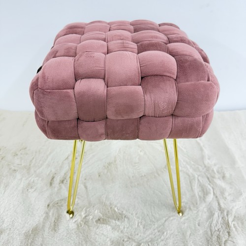 Pouf Intrecciato Venezia In Velluto Rosa - Foto 5 di 9