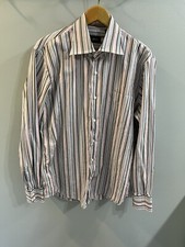 Hugo Boss Men's Dress Shirt Size 16.5/ 42 Striped Long Sleeve Button Up