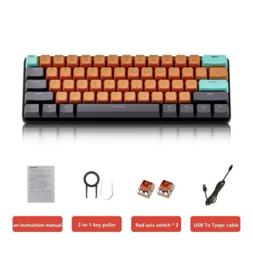 MUCAI MKA610 USB Mini Mechanical Gaming Wired Keyboard Red Switch 61 Key - Picture 6 of 6