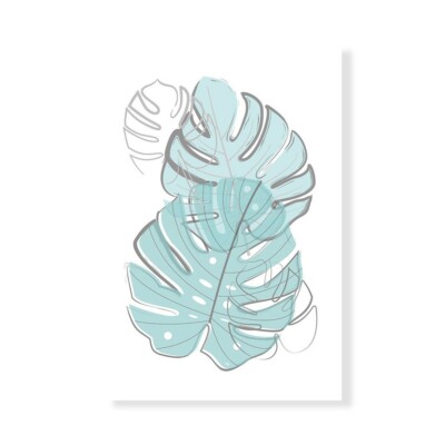 Leinwanddruck auf Papier Poster oder Gemälde Pavlova Martina Blue Leaves