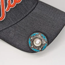 Unique One of a Kind Turquoise and Pearl Golf Ball Marker with Magnetic Hat Clip