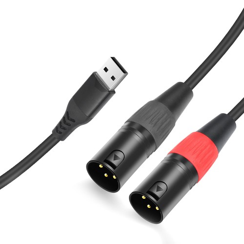 1/2/3M USB To Dual XLR Male Output Cord PC USB To Stereo Audio Cable Converter ~ - Afbeelding 18 van 21