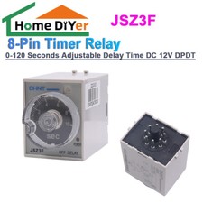 0-120 Seconds Adjustable Delay Time DC 12V DPDT 8-Pin Timer Relay JSZ3F
