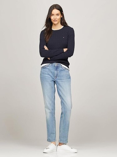 Tommy Hilfiger 'Jenny' Crew Neck Knit Sweater Top-NWT 2XL 100% cotton Blue Depth - Picture 2 of 7
