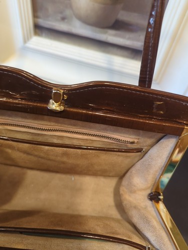 Vintage Elbief braune Lackleder Handtasche 50er/60er Jahre Top Zustand - Bild 9 von 10