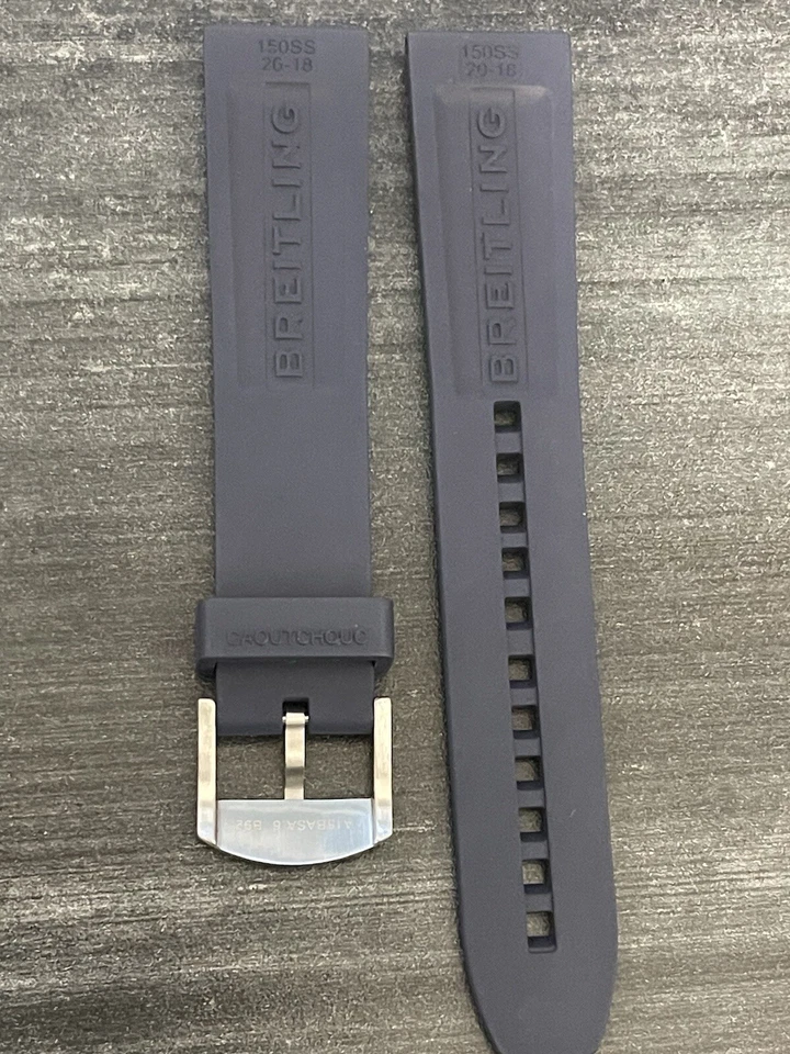 Correa de goma azul marino Breitling OEM 20 MM Diver Pro con hebilla Tang OEM Foto 2 de 4