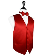 Luxury Satin Tuxedo Vest and Bow Tie in Shades of Red and Orange and Wine