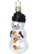 Inge-Glas Snowman Frosty 10143S024 German Glass Christmas Orn with Gift Box
