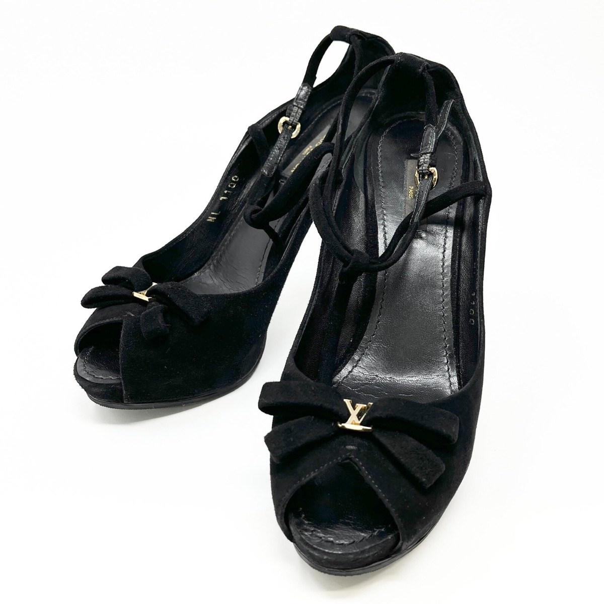 LOUIS VUITTON Vintage Logo Sandals #37 US6.5 Ribbon Black LOUIS VUITTON Vintage Logo Sandals #37 US6.5 Ribbon Black
