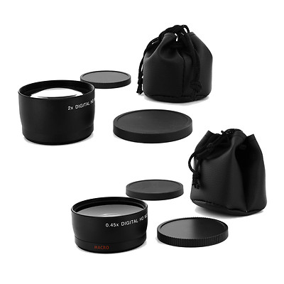 0.45X Wide Angle Lens + 2X Telephoto for Nikon D3000 D3100 D5000 D5100 D7000 cam