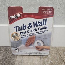 Magic Peel Stick Caulk Tub  Floor White 1-5/8" x 11' Bathtub Shower Water Seal