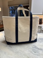 Vintage LL Bean Boat and Tote Large Canvas Bag Navy Blue Made in USA 90s No Mono