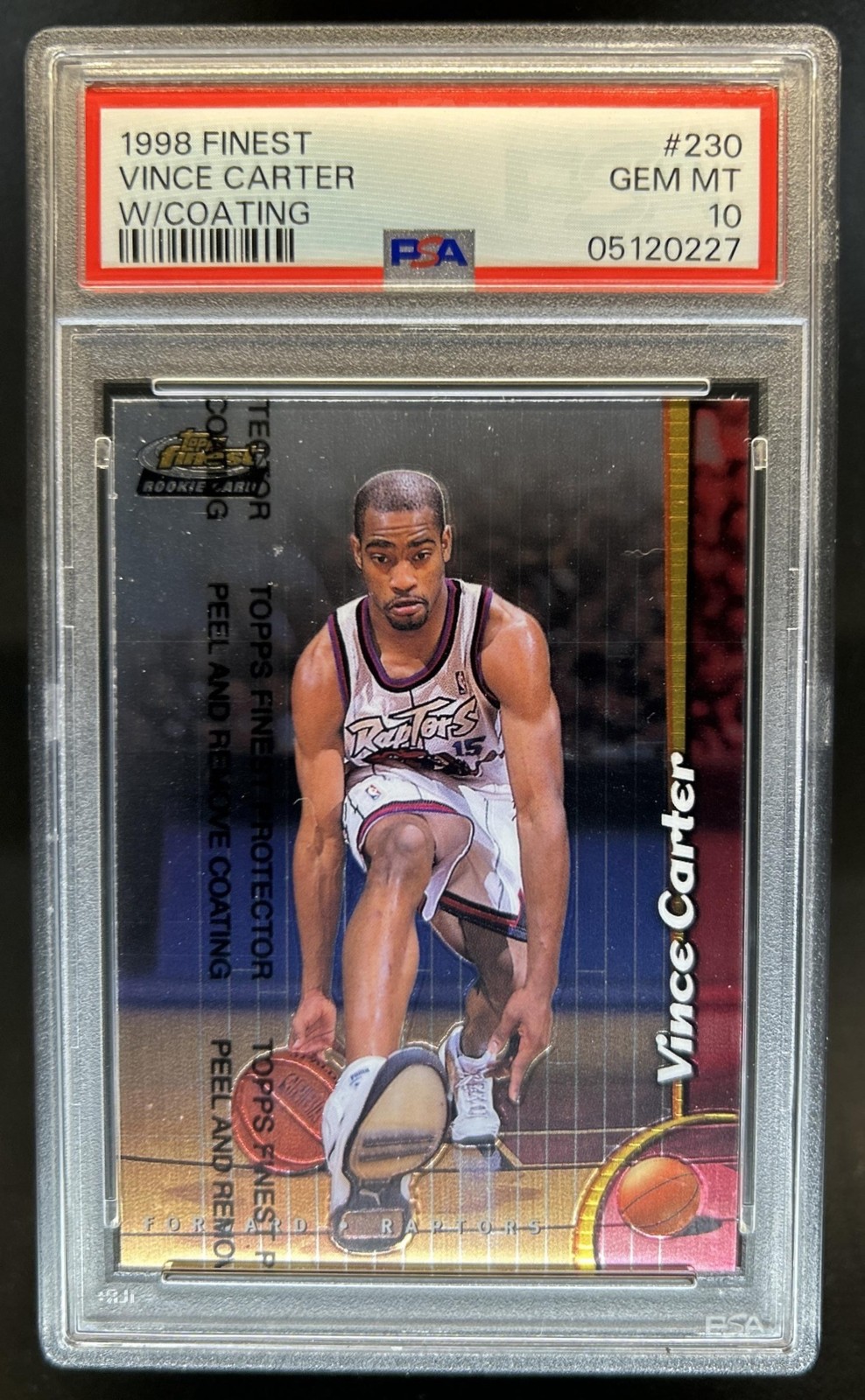 1998-99 Topps Finest Vince Carter Rookie RC #230 Raptors PSA 10 GEM MINT