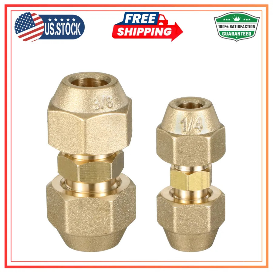 2 Pcs Copper Pipe Extension Joint Connectors 1/4 and 3/8 HVAC Flare Adapters