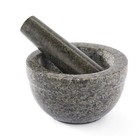 Granite Spice and Herb Grinding Mortar and Pestle, Stainless Steel