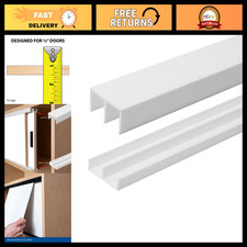 48" White Plastic Sliding Door Track Set - 1/2" Panel, Upper & Lower, USA Made