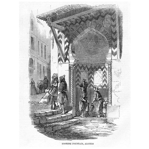 ALGERIA Moorish Fountain in Algiers - Antique Print 1858