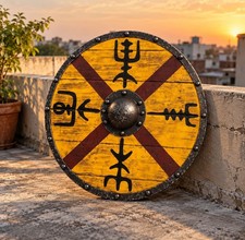 Wooden Viking Shield, Norse Warrior Round Shield, Medieval Viking Shield