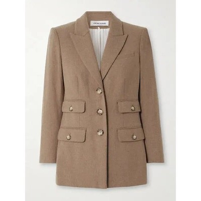 Veronica Beard Nalani Dickey Brushed Twill Jacket Wool Blend Size 6 Camel/Tan
