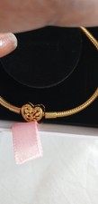 GENUINE PANDORA GOLD - HEART FAMILY SNAKE LINK 20cm CHARM BRACELET - NEW & BOXED