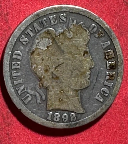 1892 US Barber SILVER Dime "Philadelphia" Mint! Good/VG! First Year Issue! Coin!