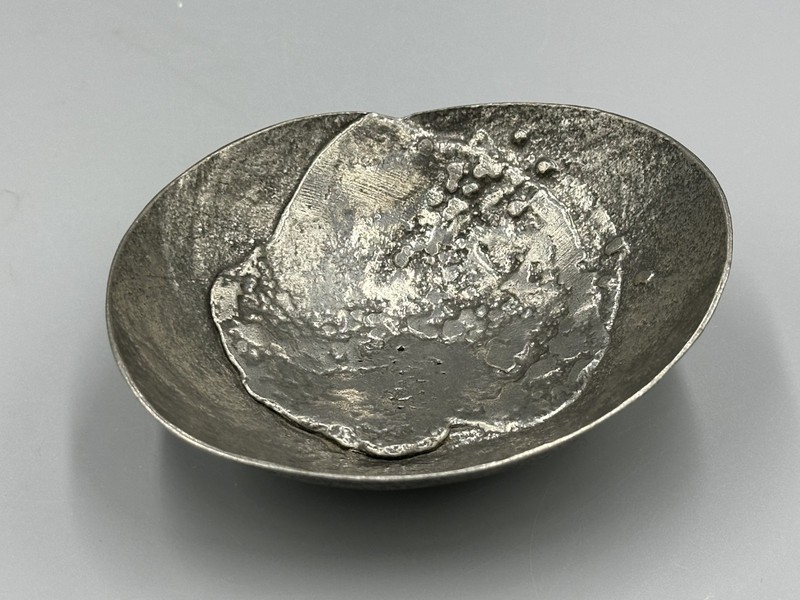 1992 Roar Schancke Nielsen RSN Norway Pewter Mini Bowl Brutalist Studio Art 4"