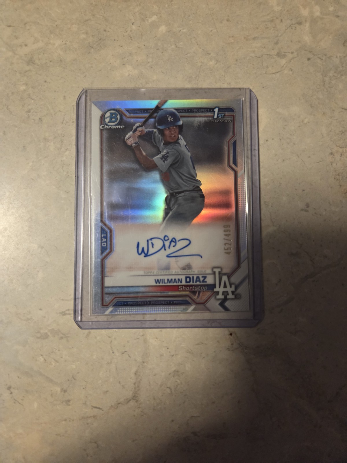 2021 1st Bowman Chrome Prospects Wilman Diaz Auto Refractor 452/499