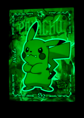 evil pikachu pokemon card 2025 POKEMON HALLOWEEN TRICK OR TREAT Prisma Card #S2 PIKACHU Glow in the  Dark