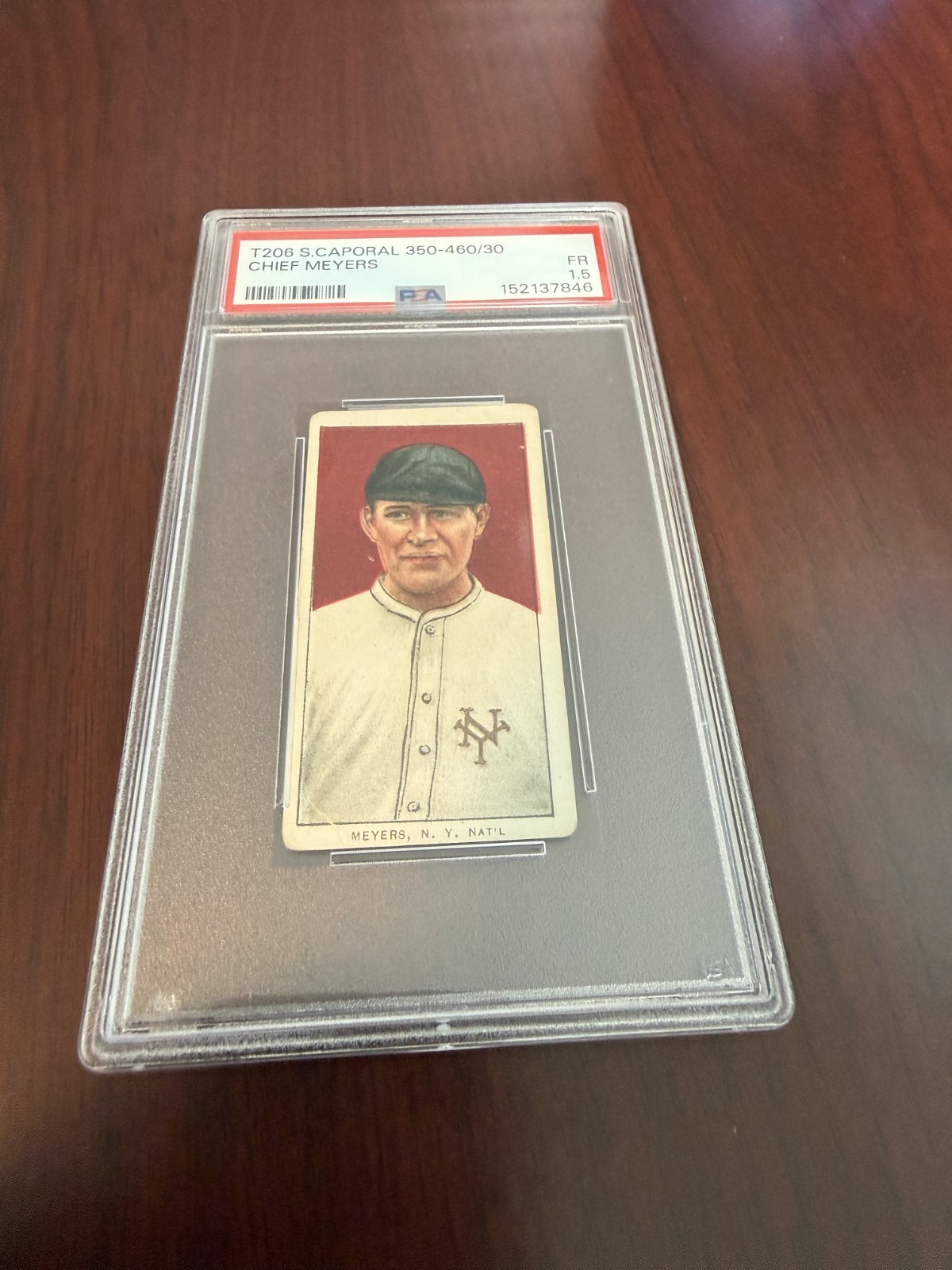 1909-11 T206 Sweet Caporal 350-460/30 Chief Meyers Rookie Card. PSA 1.5