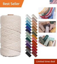 Natural Macrame Cord 3mm x 109Yards, Beige Macrame Rope, Cotton Cord for Wall...