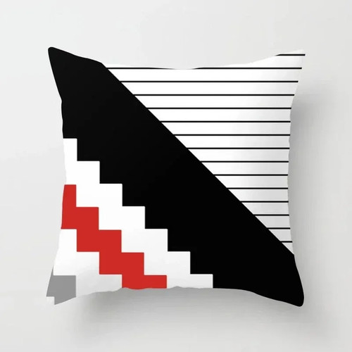 Black Red Geometric Pattern Cushion Cover Car Home Decor Sofa Pillow Decoration - Picture 40 of 48
