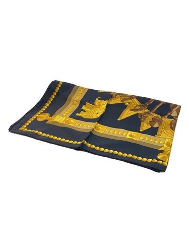 Hermes Scarf/Silk/Blk/Women/Hermes/Black/Black/Carre 90/Africa/Gold/Gold