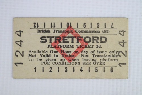 BR British Transport Commission (M) Platform Ticket Streetford Station