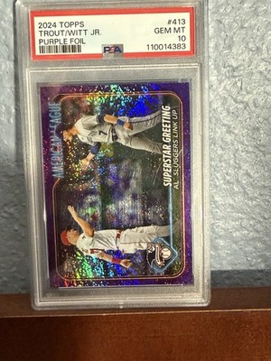 Topps 2024 Series 2 Mike Trout/Bobby Witt Jr Purple Foil /799 PSA 10 #413