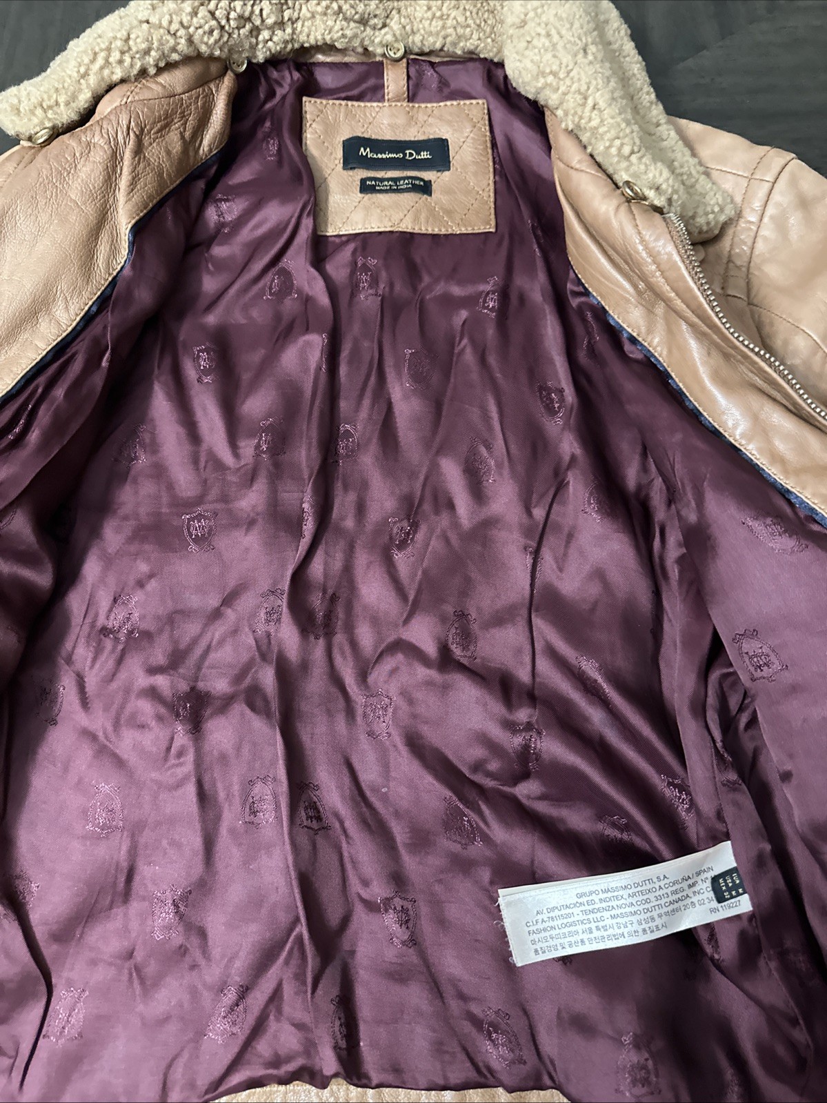 Rare Massimo Dutti Natural Leather Jacket Women Size Medium image 7